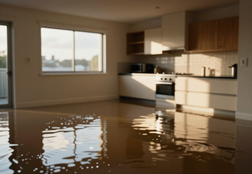 Waterlogged basement in Pitt Town Bottoms before drying